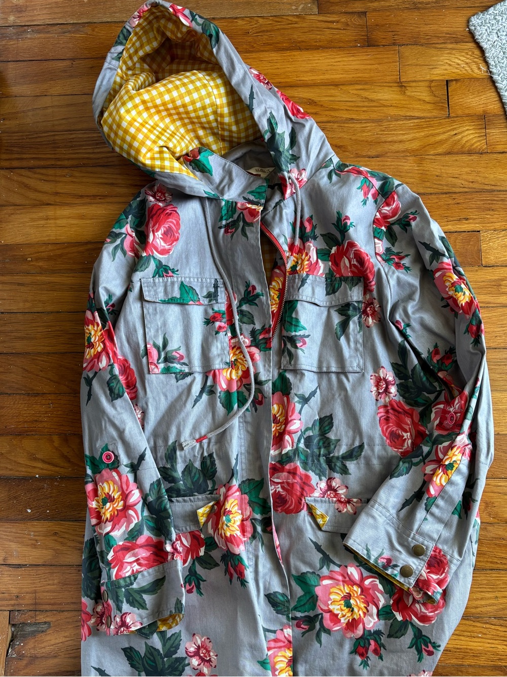 Matilda Jane Floral Rain Coat with Yellow Gingham Lining - Picture 2 of 9